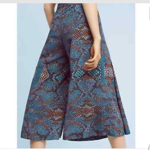Anthropologie Essential Culottes snakeskin wide leg pants size 2 - Picture 4 of 12